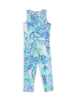 Lilly Pulitzer Vala Jumpsuit Girls Medium 6-7 Aqua Purple Koalafications #1524
